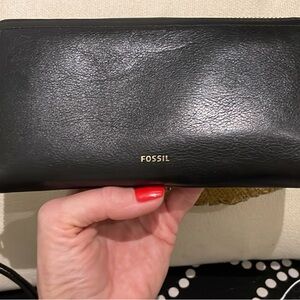 Fossil Black Leather Clutch